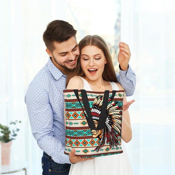 Native American Indian Tote Bag Polyester Southwest Shoulder Bag Christian Gift - Picture 6 of 7